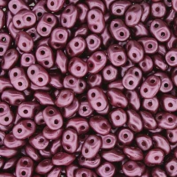 Matubo Superduo beads, 2,5 x 5 mm, colour Pastel Burgundy, tube with approx. 22,5 gr