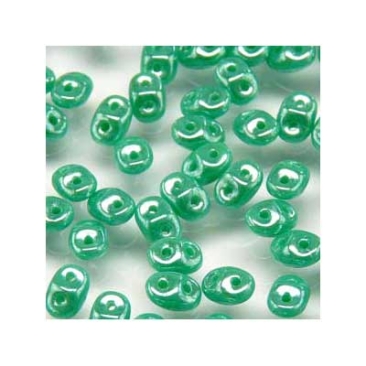Matubo Superduo perles, 2,5 x 5 mm, couleur Turquoise Green White Luster, tube d'environ 22,5 gr