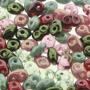 Matubo Superduo beads, 2,5 x 5 mm, colour Antique Roses, tube with ca. 22,5 gr