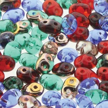 Matubo Superduo kralen, 2,5 x 5 mm, kleur Crown Jewels, koker met ca. 22,5 gr.