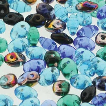 Matubo Superduo beads, 2,5 x 5 mm, colour Moonlit Lagoon, tube with approx. 22,5 gr