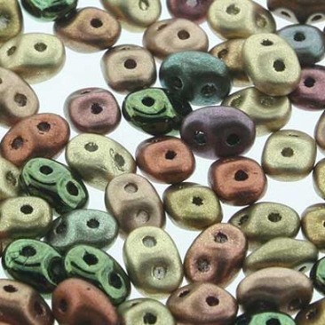 Matubo Superduo beads, 2,5 x 5 mm, colour Vintage Copper, tube with approx. 22,5 gr.