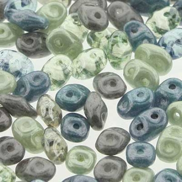Matubo Superduo beads, 2,5 x 5 mm, colour April Showers, tube with ca. 22,5 gr