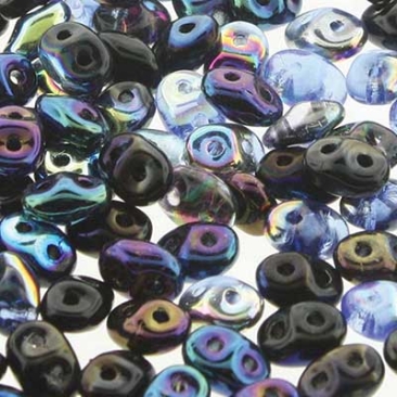 Matubo Superduo beads, 2,5 x 5 mm, colour Midnight, tube with approx. 22,5 gr