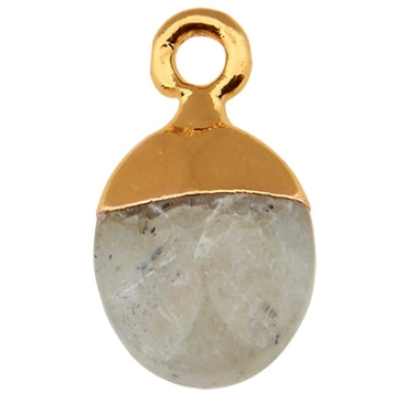 Pendentif en pierre précieuse Labradorite, ovale, gris, 14,5 mm x 8,0 mm, oeillet 1,8 mm