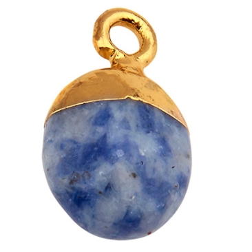 Gemstone pendant jasper, oval, blue, 14.5 mm x 8.0 mm, loop 1.8 mm