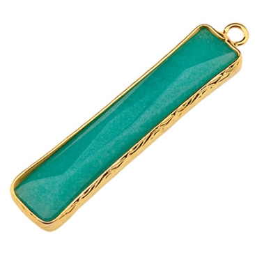 Gemstone pendant amazonite, rectangle, green, 46.5 mm x 10.0 mm, eyelet 2.0 mm
