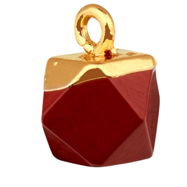Gemstone pendant jasper, hexagon, red, 12.0 mm x 10.0 mm, loop 1.8 mm