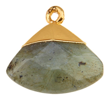Gemstone pendant labradorite, triangle, grey, 17.5 mm x 19.5 mm, loop 1.8 mm