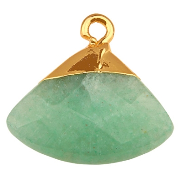 Gemstone pendant aventurine, triangle, green, 17.5 mm x 19.5 mm, eyelet 1.8 mm