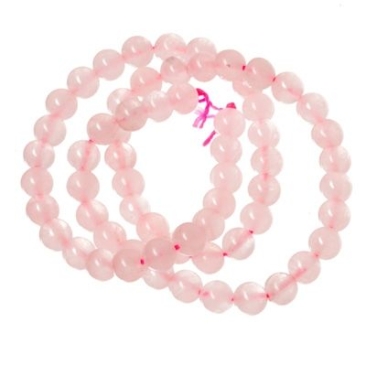 Gemstone strand, rose quartz, ball, 6 mm, length approx. 38 cm