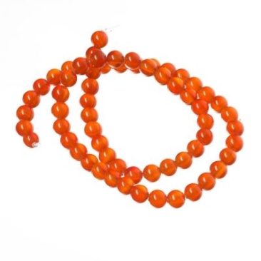 Gemstone strand, natural agate, dyed red, ball, 6 mm, length approx. 38 cm