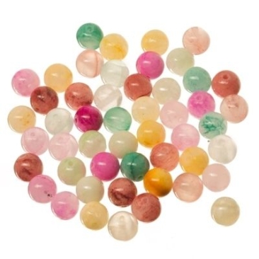 Gemstone strand natural jade, dyed multicolour, ball, 8 mm, length approx. 38 cm