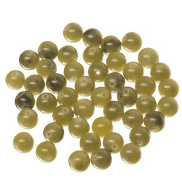 Jade gemstone strand, ball, 8 mm, green, length approx. 38 cm