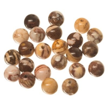Gemstone strand agate, ball, 8 mm, brown, length approx. 38 cm