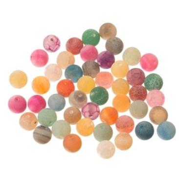 Gemstone strand natural agate, dyed multicolour, ball, 8 mm, length approx. 38 cm