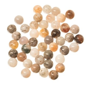 Gemstone strand natural agate, dyed brown, ball, 8 mm, length approx. 38 cm