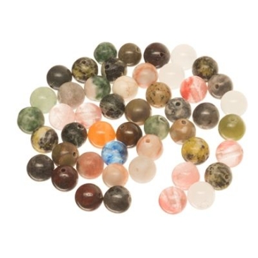 Brin de pierre précieuse agate naturelle, colorée multicolore, boule, 8 mm, longueur environ 38 cm