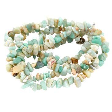 Brin de perles de pierres précieuses Amazonite, chips, bleu clair, longueur environ 80 cm