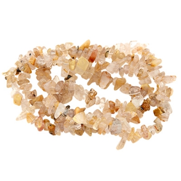 Brin de perles de pierres précieuses de quartz rutile, chips, beige, longueur environ 80 cm