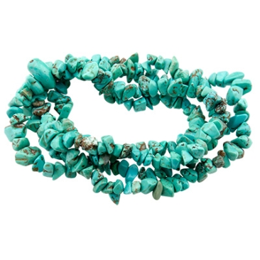 Strand of gemstone beads Howlith, chips, turquoise, length approx. 80 cm