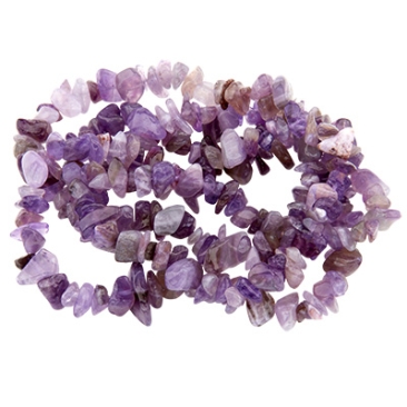 Brin de perles de pierres précieuses améthyste, chips, lilas, longueur environ 80 cm