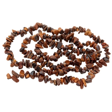 Strand of gemstone beads tiger's eye, chips, brown, length approx. 80 cm