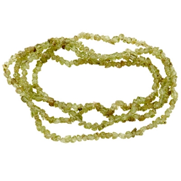 Brin de perles de pierres précieuses péridot, chips, vert clair, longueur environ 80 cm