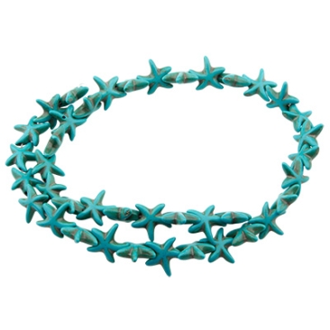 Strand of stone beads synthetic magnesite, starfish, turquoise, length approx. 40cm (approx. 36 pcs.)