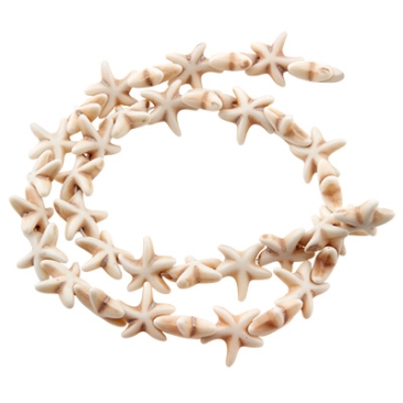 Strand of stone beads synthetic magnesite, starfish, beige, length approx. 40 cm