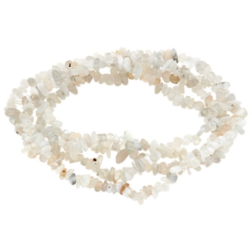 Brin de perles de pierres précieuses Pierre de lune, chips, gris clair, longueur environ 80cm