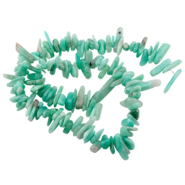 Strand of gemstone beads amazonite, chips, light blue, length approx. 40 cm