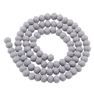 Strand of glass facet rondel, 4 x 6 mm, grey opaque, length of the strand approx. 40 cm