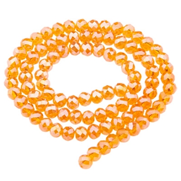 Strand of glass facet rondel, 4 x 6 mm, orange AB, length of the strand approx. 40 cm