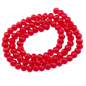 Strand of glass facet rondel, 4 x 6 mm, red, length of the strand approx. 40 cm