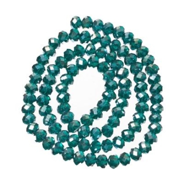 Brin de facette de verre Rondell, 4 x 6 mm, emerald AB, longueur du brin environ 40 cm