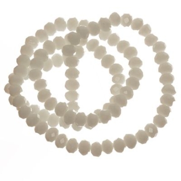 Strand of glass facet rondel, 4 x 6 mm, white opaque, length of the strand approx. 40 cm