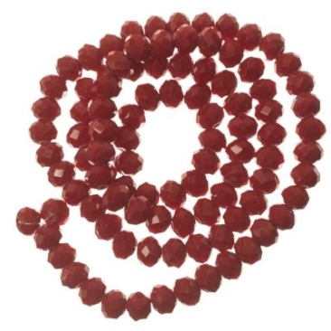 Strand of glass facet rondel, 4 x 6 mm, dark red opaque, length of the strand approx. 40 cm