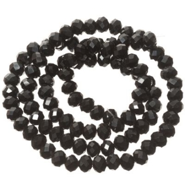 Strand of glass facet rondel, 4 x 6 mm, hematite metallic, length of the strand approx. 40 cm