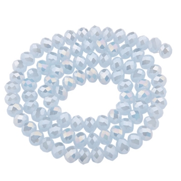 Strand of glass facet rondel, 4 x 6 mm, aqua opaque l AB, length of the strand approx. 40 cm