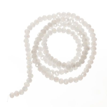 Strand of glass facet rondel, 3.5 x 4 mm, white opaque AB, length of the strand approx. 40 cm