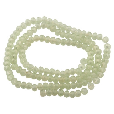 Strand of glass beads, round, approx. 4 x 3 mm, transparent alabster, light green, length of strand approx. 46 cm