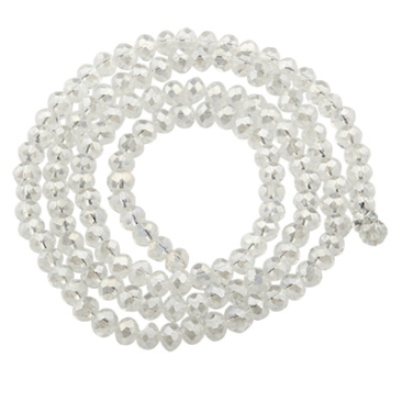 Brin de perles de verre à facettes, rond, environ 4,5 x 3,5 mm, entièrement galvanisé effet arc-en-ciel, crystal, longueur du brin environ 46 cm