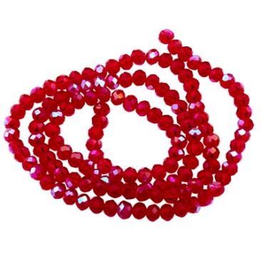 Strand of glass facet rondel, 3.5 x 4 mm, light siam AB, length of the strand approx. 40 cm