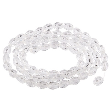 Gouttes de perles de verre, 8 x 6 mm, crystal, bouquet d'environ 70 perles