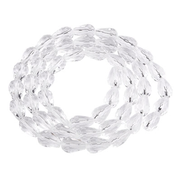 Gouttes de perles de verre facettées, 15 x 10 mm, crystal, bouquet d'environ 50 perles