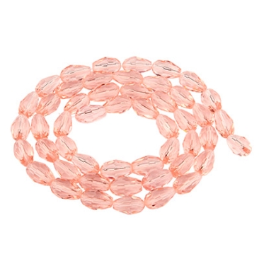 Glass beads drops, 15 x 10 mm, pink, strand with approx. 50 beads