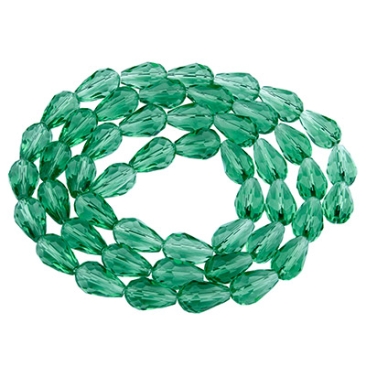 Gouttes de perles de verre facettées, 11 x 8 mm, vert foncé, bouquet d'environ 60 perles