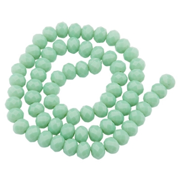 Strand of glass facet rondel, 8 x 6 mm, turquoise opaque, length of the strand approx. 40 cm