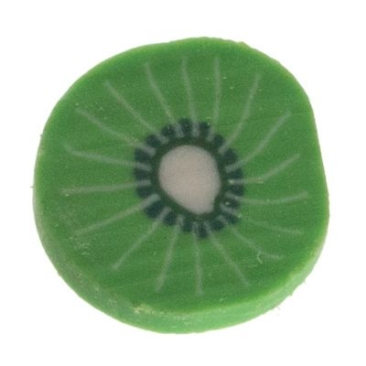 Cabochon, Shape: Kiwi, 10 x 2,0 mm, colour: green, material: polymer clay